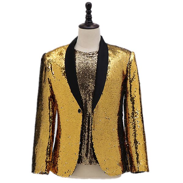men bar evening party host formal suit jacket shiny gold sequins slim blazer tuxedo male singer concert performance stage coat costume s-3xl, White;black
men bar evening party host formal suit jacket shiny gold sequins slim blazer tuxedo male singer concert performance stage coat costume s-3xl, White;black