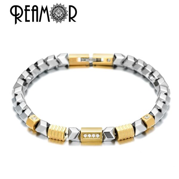 bangle reamor unique silver color hematite bracelet om diy cz gold color beads stainless steel link bracelet handmade men jewelry, Black
bangle reamor unique silver color hematite bracelet om diy cz gold color beads stainless steel link bracelet handmade men jewelry, Black