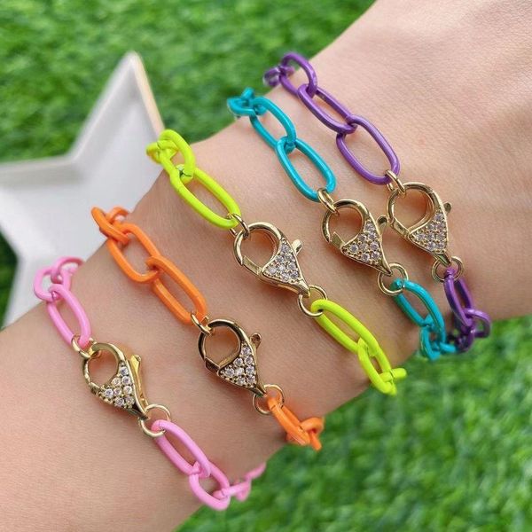 bangle 5pcs new trendy cz micro pave clasp charm with colorful enamel chain bracelet jewelry for gifts, Black
bangle 5pcs new trendy cz micro pave clasp charm with colorful enamel chain bracelet jewelry for gifts, Black
