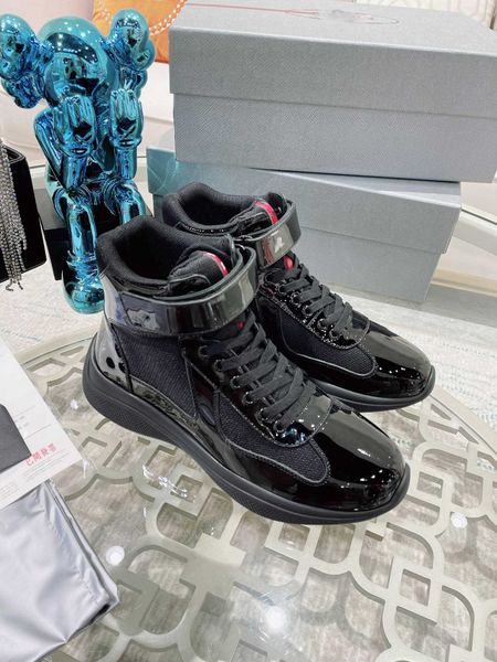 designer men america cup shoes high patent leather flat trainers black blue mesh lace-up nylon casual shoe outdoor sneakers with box size 38
designer men america cup shoes high patent leather flat trainers black blue mesh lace-up nylon casual shoe outdoor sneakers with box size 38