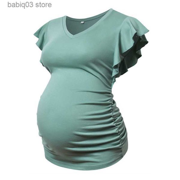 maternity tees maternity t-shirt summer pregnancy women tunic soft tees flying sleeve side ruched t shirts cute pregnant clothes t230523, White
maternity tees maternity t-shirt summer pregnancy women tunic soft tees flying sleeve side ruched t shirts cute pregnant clothes t230523, White