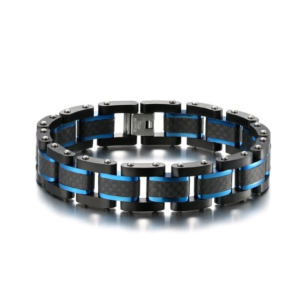 bangle handmade jewelry design men solid carbon fiber 15mm wide stainless steel blue black contrast 3 row bracelet chain extend clasp
bangle handmade jewelry design men solid carbon fiber 15mm wide stainless steel blue black contrast 3 row bracelet chain extend clasp