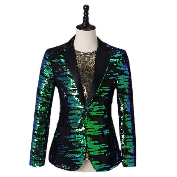 s-3xl men shiny green sequins suit jackets bar stage casual blazer lapel collar slim single button evening party host male singer performanc, White;black
s-3xl men shiny green sequins suit jackets bar stage casual blazer lapel collar slim single button evening party host male singer performanc, White;black