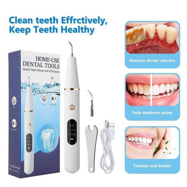 Image of Oral Irrigators Ultrasonic Dental Scaler with LED Light Scaling Stain Tartan Remover Tooth Cleaner 3 Modes Oral Irrigator Teeth Whitening Tools G230523