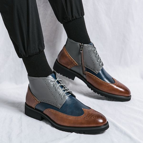 dress shoes british style fashion pointed men's brogue highleather men classic ankle boots zapatos hombre vestir 230522, Black
dress shoes british style fashion pointed men's brogue highleather men classic ankle boots zapatos hombre vestir 230522, Black