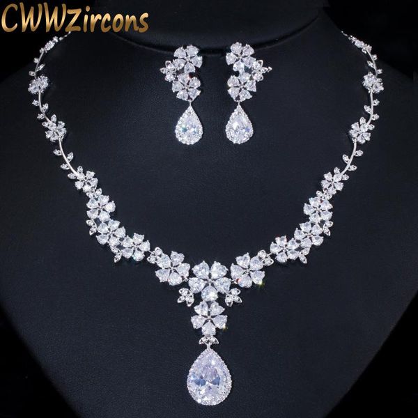 necklace cwwzircons 2022 new fashion bridal flower necklace and earrings cubic zirconia women wedding jewelry sets for brides t108, Silver
necklace cwwzircons 2022 new fashion bridal flower necklace and earrings cubic zirconia women wedding jewelry sets for brides t108, Silver