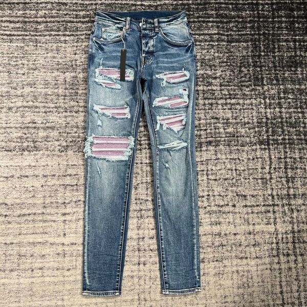 men's jeans pink drill patch ripped vintage high street blue jeans men 230522
men's jeans pink drill patch ripped vintage high street blue jeans men 230522