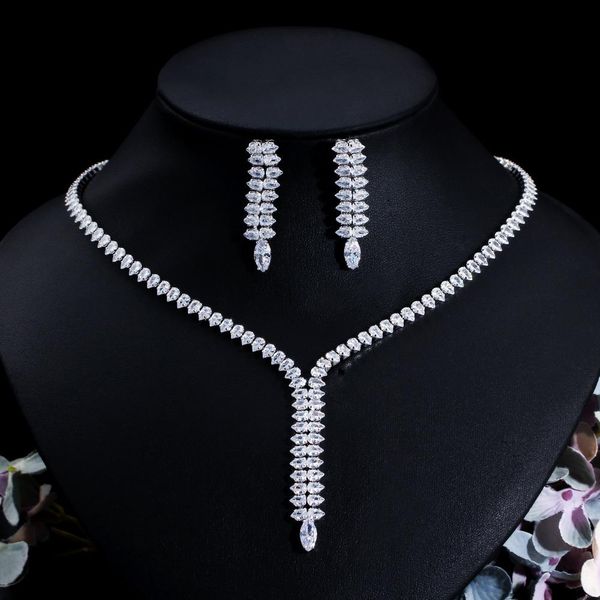 necklace cwwzircons white cubic zircon paved wedding bridal necklace and earrings sets jewelry for women party dress accessories t626, Silver
necklace cwwzircons white cubic zircon paved wedding bridal necklace and earrings sets jewelry for women party dress accessories t626, Silver