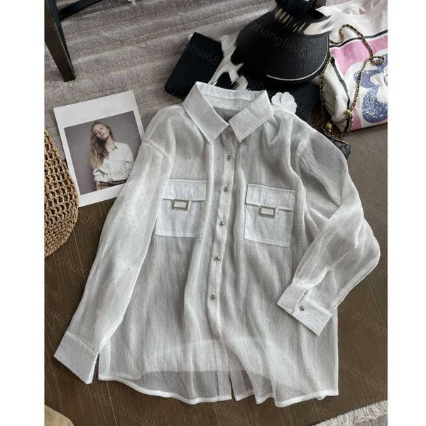 23ss womens designer clothing women shirt high neck blouse lapel perspective double pocket long sleeve sunscreen shirt women clothes a1, White
23ss womens designer clothing women shirt high neck blouse lapel perspective double pocket long sleeve sunscreen shirt women clothes a1, White