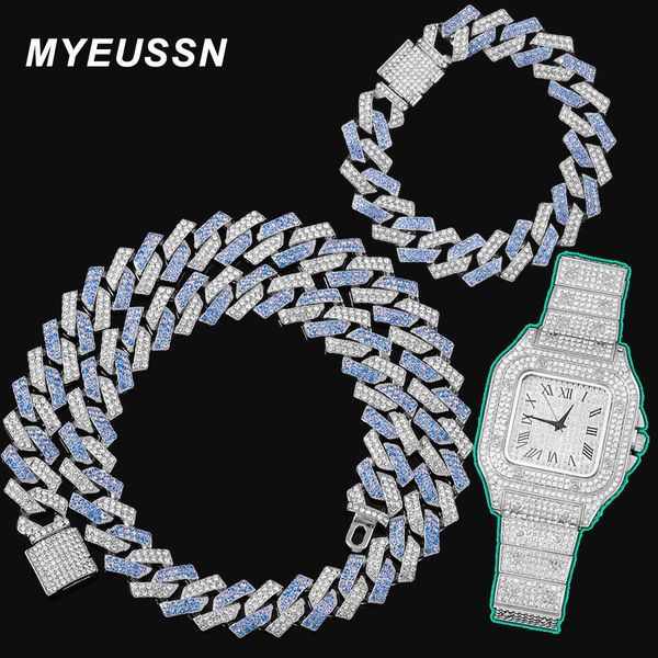 necklaces hip hop necklace+watch+bracelet men 16mm miami curb cuban chain full iced out blue color paved rhinestones watch for men jewelry, Silver
necklaces hip hop necklace+watch+bracelet men 16mm miami curb cuban chain full iced out blue color paved rhinestones watch for men jewelry, Silver