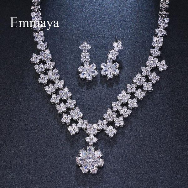 necklace emmaya brand fashion personality charm aaa flower cubic zircon white gold colors necklace sets for women wedding jewelry gift, Silver 
necklace emmaya brand fashion personality charm aaa flower cubic zircon white gold colors necklace sets for women wedding jewelry gift, Silver