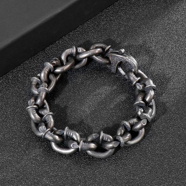 bangle haoyi vintage stainless steel link chain bracelet for men fashion oxidized black punk cuff jewelry gift 
bangle haoyi vintage stainless steel link chain bracelet for men fashion oxidized black punk cuff jewelry gift