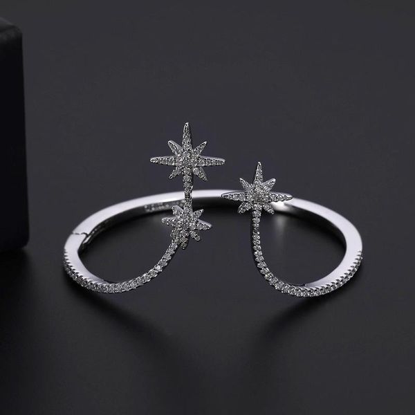 bangle new fashion multi star bangles bracelets female silver color zirconia open wedding bangles for women jewelry zk30, Black
bangle new fashion multi star bangles bracelets female silver color zirconia open wedding bangles for women jewelry zk30, Black