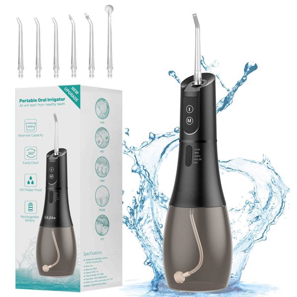 Image of Oral Irrigators Oral Dental Irrigator Portable Water Flosser USB Rechargeable 5 Modes IPX7 400ML Water for Cleaning Teeth G230523