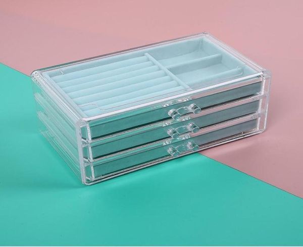 jewelry pouches bags clear acrylic jewellery storage box women 3 drawers velvet organiser earring bracelet necklace rings case ho2292666, Pink;blue
jewelry pouches bags clear acrylic jewellery storage box women 3 drawers velvet organiser earring bracelet necklace rings case ho2292666, Pink;blue