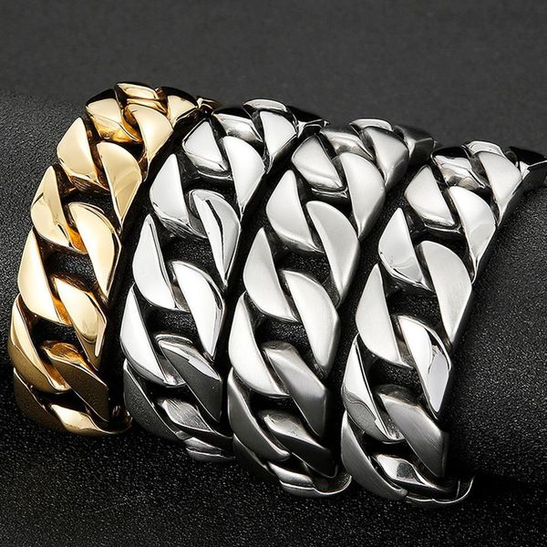 bangle heavy huge gold color/silver color stainless steel curb cuban link chain bracelet for men wrist bracelet bangle jewelry 20mm, Black
bangle heavy huge gold color/silver color stainless steel curb cuban link chain bracelet for men wrist bracelet bangle jewelry 20mm, Black