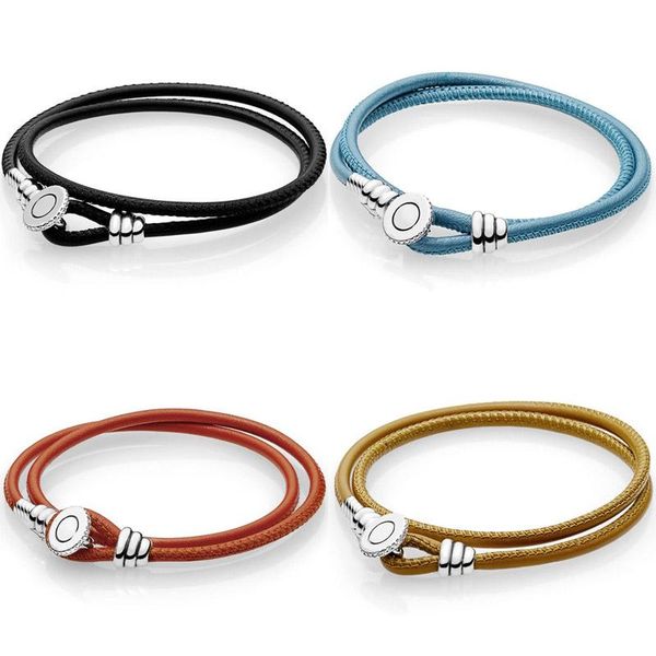 bangle 100% 925 sterling silver multicolor double leather with button clasp bracelet bangle fit fashion charm trendy diy jewelry, Black
bangle 100% 925 sterling silver multicolor double leather with button clasp bracelet bangle fit fashion charm trendy diy jewelry, Black