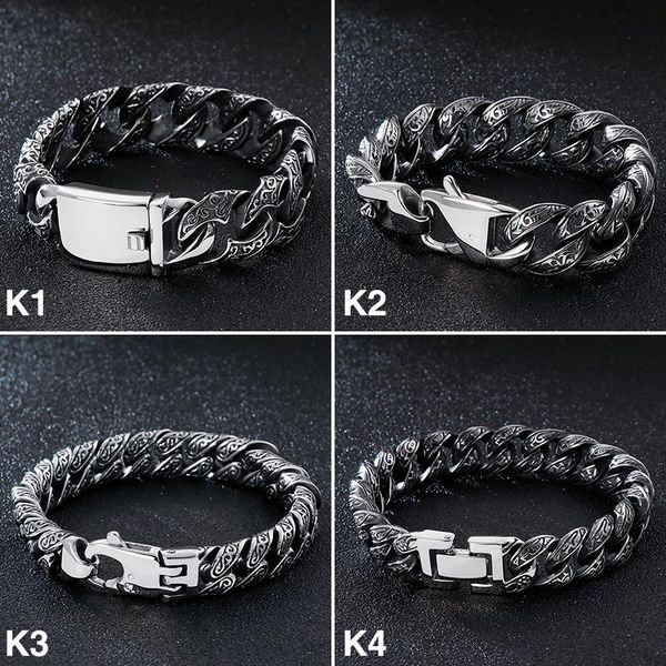 bangle kalen vintage black men stainless steel bracelet cuban link chain punk wristband bracelets fashion jewelry
bangle kalen vintage black men stainless steel bracelet cuban link chain punk wristband bracelets fashion jewelry
