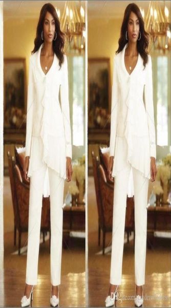 three pieces white ivory 2019 sheath elegant mothers pants trousers suits custom made ruffles chiffon mother of the bride gowns lo6797509, Black;red
three pieces white ivory 2019 sheath elegant mothers pants trousers suits custom made ruffles chiffon mother of the bride gowns lo6797509, Black;red