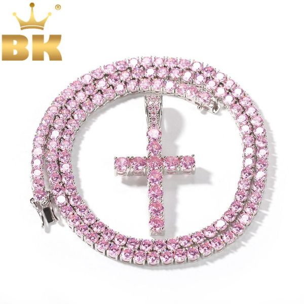 necklaces the bling king fashion 4mm pink cz tennis chain with cross pendant necklace full iced cubic zirconia women hiphop jewelry gift, Silver
necklaces the bling king fashion 4mm pink cz tennis chain with cross pendant necklace full iced cubic zirconia women hiphop jewelry gift, Silver