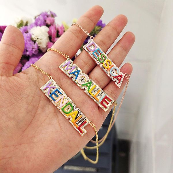 necklaces dodoai 2021 enamel custom name necklace rainbow nameplate zircon pendant necklaces fashion jewelry for women personalized gifts, Silver
necklaces dodoai 2021 enamel custom name necklace rainbow nameplate zircon pendant necklaces fashion jewelry for women personalized gifts, Silver