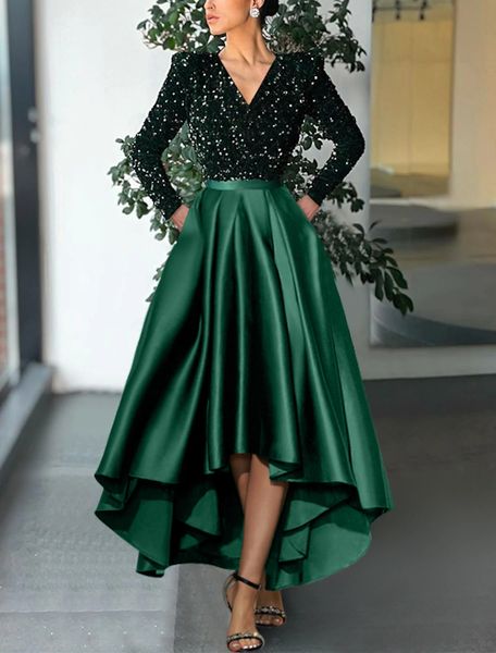 dark green high low prom dress for birthday party 2023 long sleeve v neck sequined evening formal gowns robe de soiree customed, Black
dark green high low prom dress for birthday party 2023 long sleeve v neck sequined evening formal gowns robe de soiree customed, Black