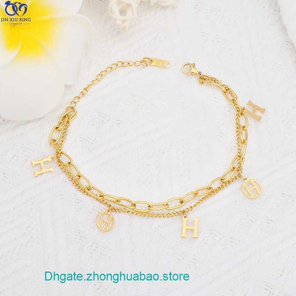 wholesale designer h ermes bracelets online store gold plated double layer stainless steel bracelet fashion letter vacuum 24 kgold ins handp, Black
wholesale designer h ermes bracelets online store gold plated double layer stainless steel bracelet fashion letter vacuum 24 kgold ins handp, Black