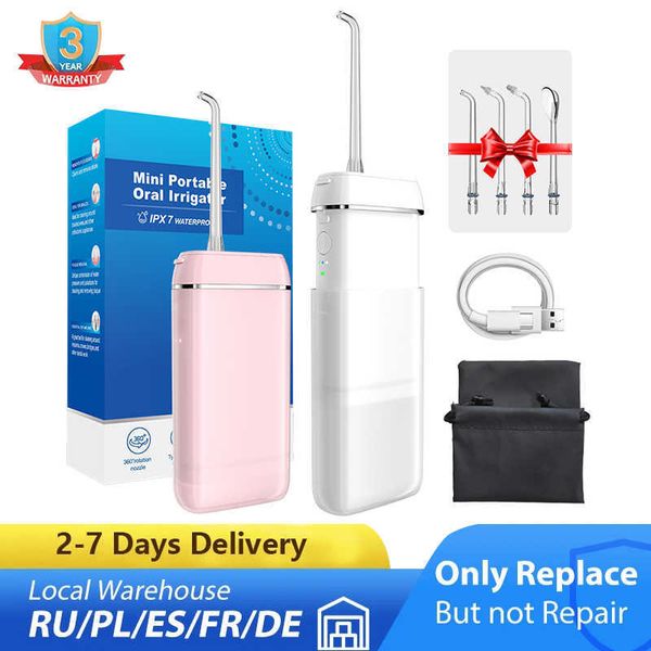 Image of Oral Irrigators Oral Irrigator 3 Modes Portable Rechargeable Dental Water Jet 4 Nozzles Waterproof 240ML Tank Water Flosser For Teeth Whitening G230523