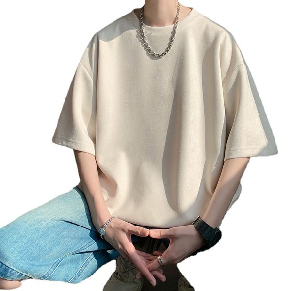 men's suede short sleeve t-shirt vintage loose t-shirts women casual oversized t shirt o neck retro harajuku tees new, White;black
men's suede short sleeve t-shirt vintage loose t-shirts women casual oversized t shirt o neck retro harajuku tees new, White;black