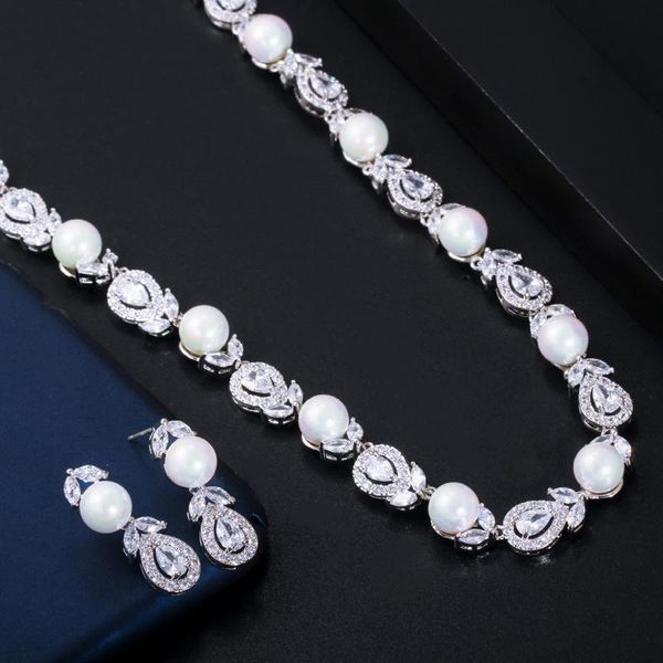 necklace cwwzircons luxury big round leaf cubic zircon necklace bridal pearl jewelry sets women wedding party costume jewellery t363, Silver
necklace cwwzircons luxury big round leaf cubic zircon necklace bridal pearl jewelry sets women wedding party costume jewellery t363, Silver