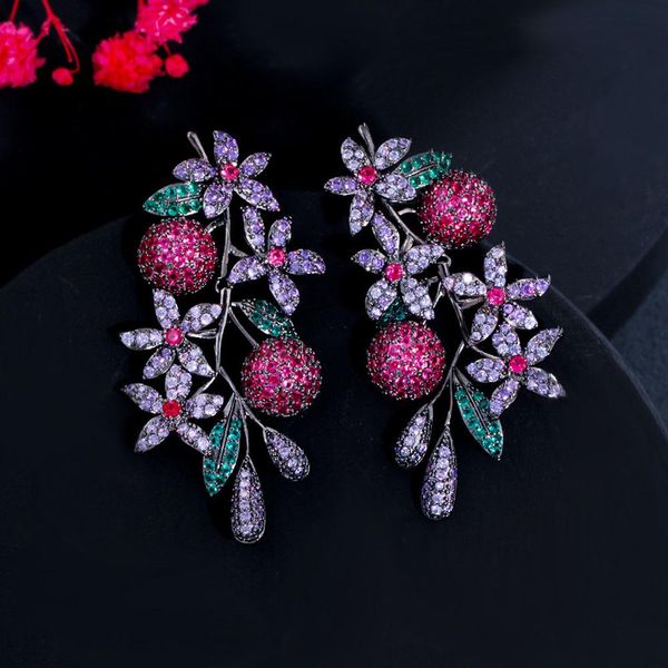knot cwwzircons noble luxury multicolor purple red cubic zirconia long drop leaf earrings for women party costume jewelry cz978, Silver
knot cwwzircons noble luxury multicolor purple red cubic zirconia long drop leaf earrings for women party costume jewelry cz978, Silver