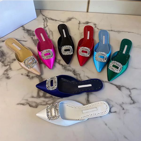 crystal buckle decoration women slippers flats mules silk closed pointed toes shoes luxury designers slides slipper factory with box, Black
crystal buckle decoration women slippers flats mules silk closed pointed toes shoes luxury designers slides slipper factory with box, Black