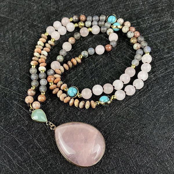 necklaces 2021 boho style pink crystal droplet shape charm beads knotted bohemia lariat necklace yoga energy gift jewelry drop shipping, Silver
necklaces 2021 boho style pink crystal droplet shape charm beads knotted bohemia lariat necklace yoga energy gift jewelry drop shipping, Silver