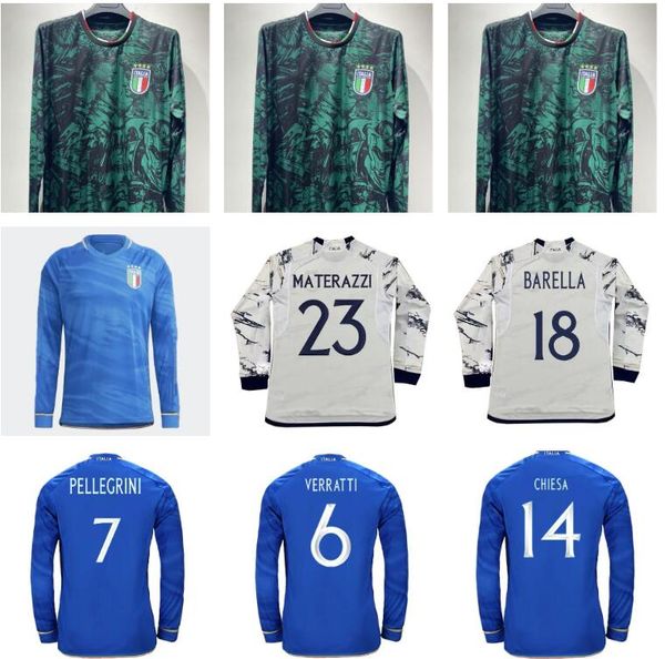 2023 italy verratti mens soccer jerseys national team pinamonti totti raspadori chiesa barella bonucci home blue away special edition long s, Black;yellow
2023 italy verratti mens soccer jerseys national team pinamonti totti raspadori chiesa barella bonucci home blue away special edition long s, Black;yellow