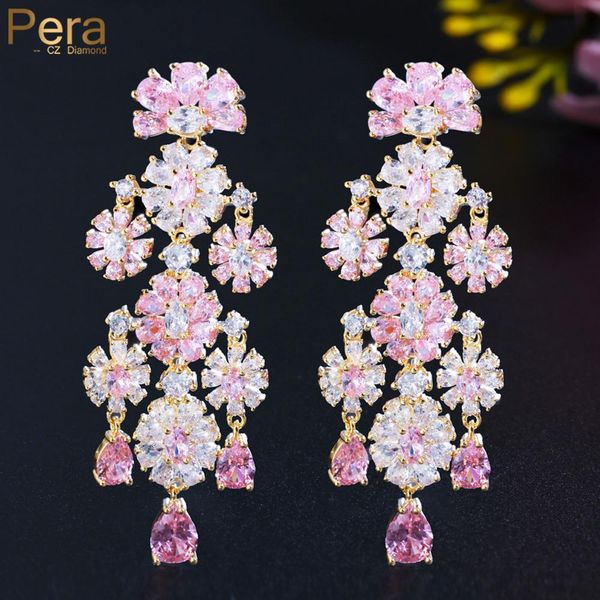 knot pera sweet tassel pink flower cz crystal gold plated long drop earrings engagement party jewelry for bridal accessories e857, Silver
knot pera sweet tassel pink flower cz crystal gold plated long drop earrings engagement party jewelry for bridal accessories e857, Silver