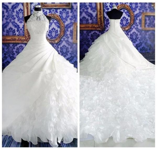 retro ball gown halter high neck wedding dresses organza ruffles bridal gowns 2019 sleeveless custom vestidos de marriage vintage3301376, White
retro ball gown halter high neck wedding dresses organza ruffles bridal gowns 2019 sleeveless custom vestidos de marriage vintage3301376, White