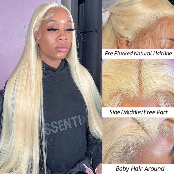 

honey blonde 613 hd lace frontal wig 13x6 human hair for women 13x4 straight lace front wig 30 inch glueless ready to wear, Black;brown