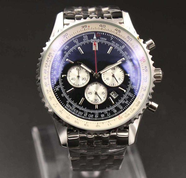 new mens quartz watch chronograph 46mm black dial 316l silver steel strap sapphire solid strap mens sports watch, Slivery;black
new mens quartz watch chronograph 46mm black dial 316l silver steel strap sapphire solid strap mens sports watch, Slivery;black