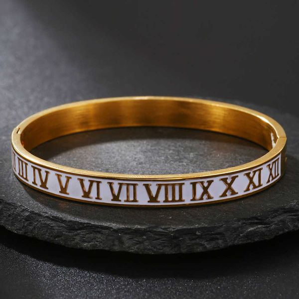 jewelry fashion men's and women's roman numerals stainless steel white oil dripping bracelet popular titanium, Black 
jewelry fashion men's and women's roman numerals stainless steel white oil dripping bracelet popular titanium, Black