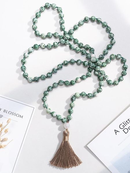 necklaces oaiite 8mm natural stones moss agate 108 mala beaded necklace for women men meditation yoga japamala tassel necklace jewelry, Silver
necklaces oaiite 8mm natural stones moss agate 108 mala beaded necklace for women men meditation yoga japamala tassel necklace jewelry, Silver