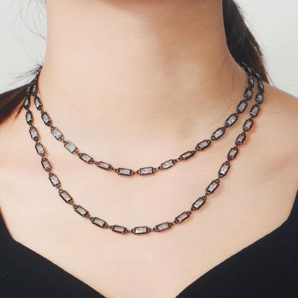 necklaces cwwzircons luxury baguette cubic zirconia chain layered black gold color long chocker necklace for women jewelry gift cp055, Silver
necklaces cwwzircons luxury baguette cubic zirconia chain layered black gold color long chocker necklace for women jewelry gift cp055, Silver