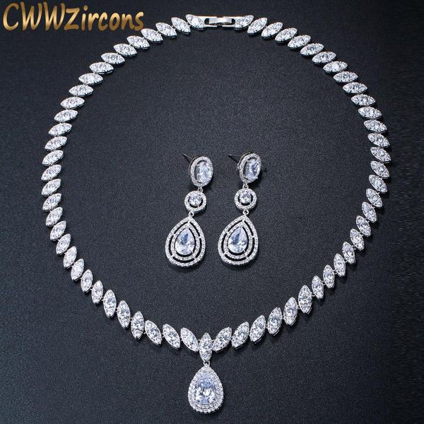 necklace cwwzircons brand clear cubic zircon long big dangle wedding earrings necklace sets costume jewelry accessories for brides t162, Silver
necklace cwwzircons brand clear cubic zircon long big dangle wedding earrings necklace sets costume jewelry accessories for brides t162, Silver