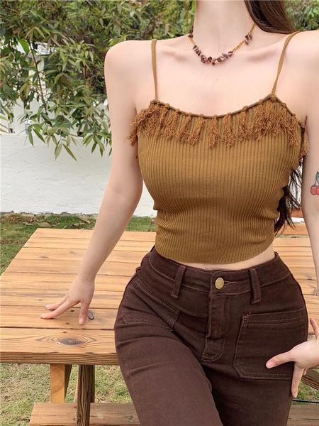 women's tanks summer stretchy camisole women slim tassel tank crop girls knitted chic fashion camis, White
women's tanks summer stretchy camisole women slim tassel tank crop girls knitted chic fashion camis, White