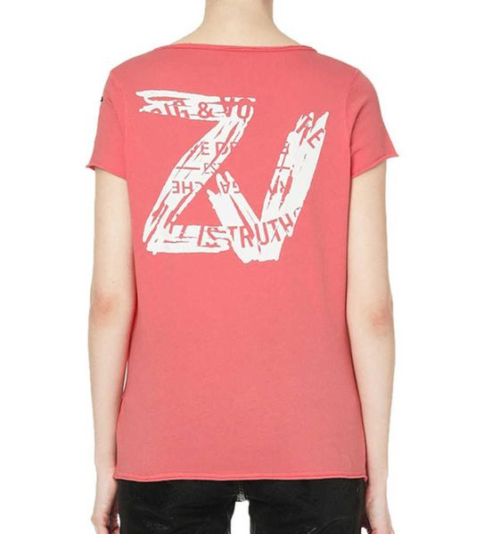 zadig voltaire 23ss women designer t shirt summer fashion new back large letter printed button u-neck cut pink short sleeve tees, White
zadig voltaire 23ss women designer t shirt summer fashion new back large letter printed button u-neck cut pink short sleeve tees, White