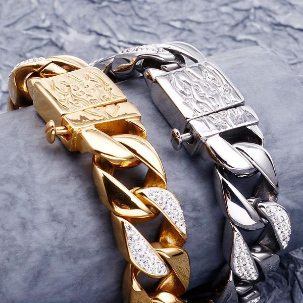 bangle polished stainless steel 16mm wide curb link chain bracelet men hiphop skull wristband jewelry mens bracelets bangles with cz, Black
bangle polished stainless steel 16mm wide curb link chain bracelet men hiphop skull wristband jewelry mens bracelets bangles with cz, Black