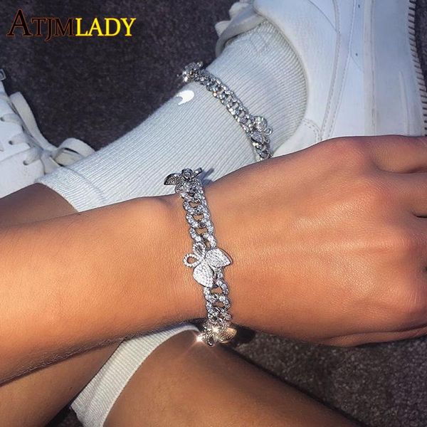 bangle 2022 new hip hop rock iced out bling cz cubic zircon women jewelry miami cuban link chain pink butterfly bracelet silver color, Black
bangle 2022 new hip hop rock iced out bling cz cubic zircon women jewelry miami cuban link chain pink butterfly bracelet silver color, Black