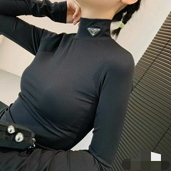 european station triangle mark long-sleeved t-shirt spring new all-matching high neck slim fit stretchy underwear bottoming shirt for women, White
european station triangle mark long-sleeved t-shirt spring new all-matching high neck slim fit stretchy underwear bottoming shirt for women, White