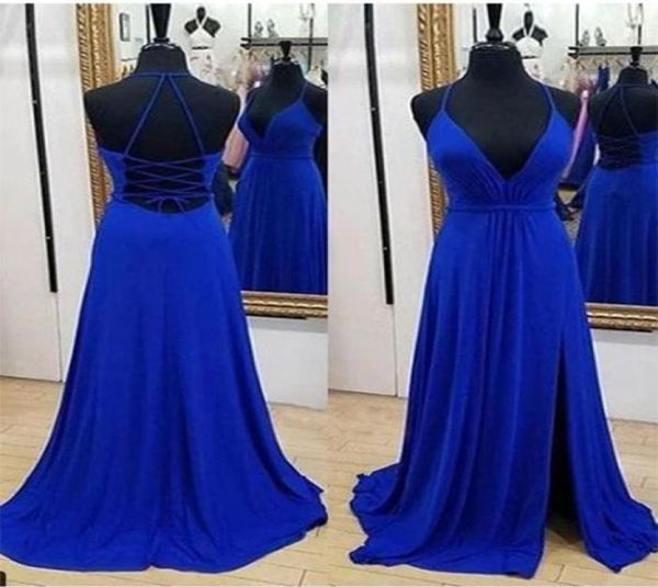 spaghetti straps deep v neck criss cross back front left split skirt show leg royal blue chiffon evening prom dress pageant d3333520, White;red
spaghetti straps deep v neck criss cross back front left split skirt show leg royal blue chiffon evening prom dress pageant d3333520, White;red