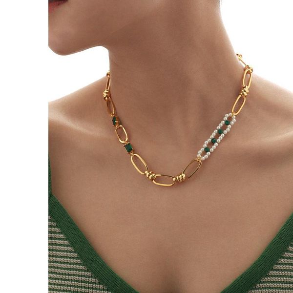 necklaces brass with 18k gold glass pearl natural malachite aaa zircon beads necklace women jewelry runway gown hiphop rare glam japan ins, Silver
necklaces brass with 18k gold glass pearl natural malachite aaa zircon beads necklace women jewelry runway gown hiphop rare glam japan ins, Silver