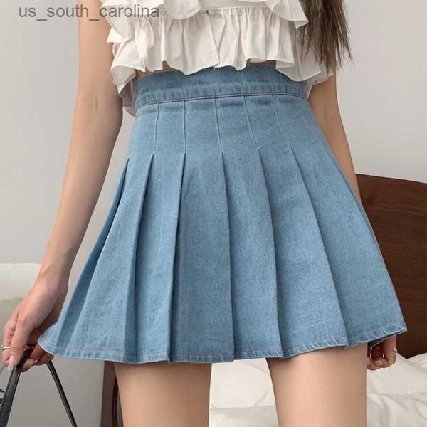 skirts casual women solid denim mini a-line pleated skirt summer korean kawaii harajuku high waist short skirts female l230522, Black
skirts casual women solid denim mini a-line pleated skirt summer korean kawaii harajuku high waist short skirts female l230522, Black